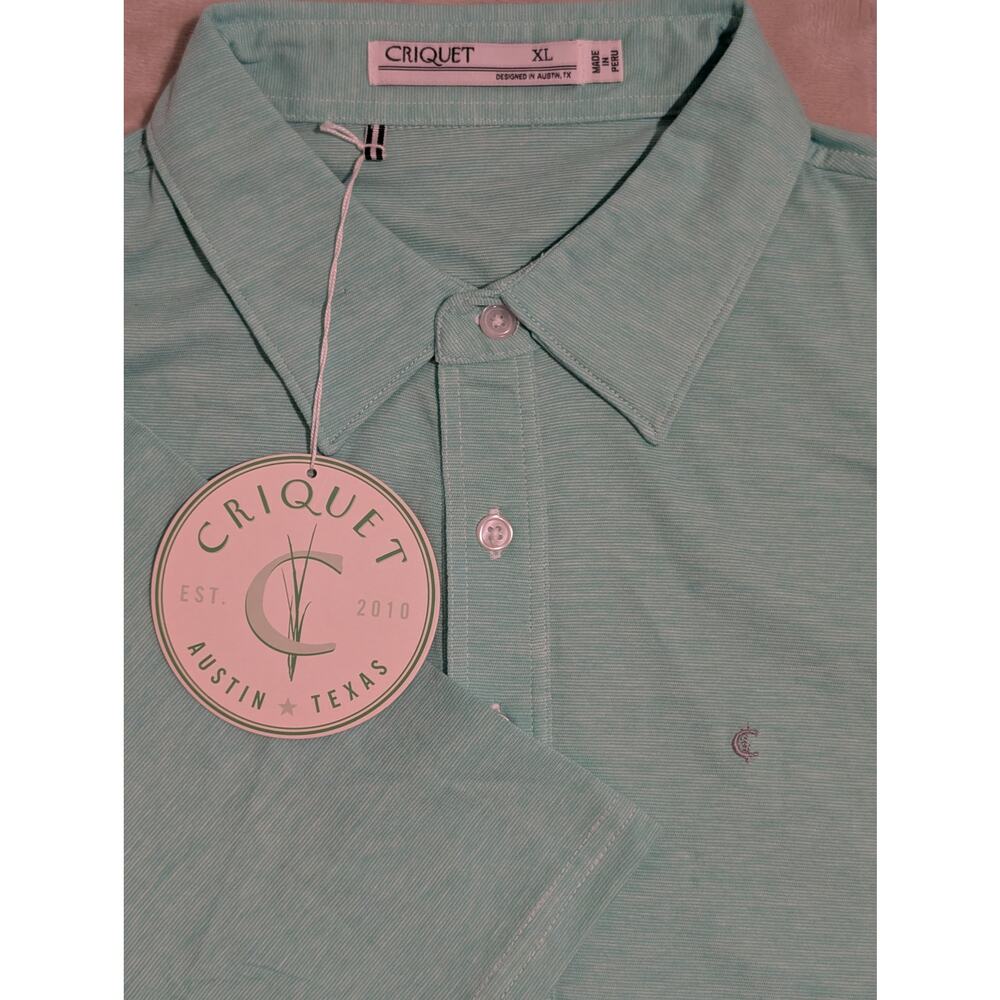 Criquet Men’s Players Polo Shirt Heathered Blue XL Organic Cotton Golf NWT